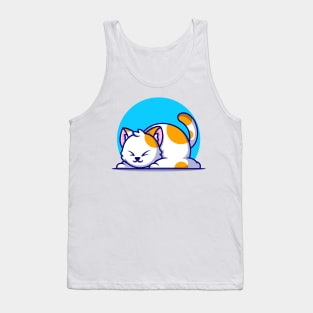 Cute Fat Cat Sleeping Cartoon Tank Top